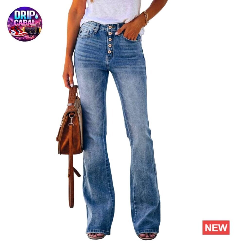 High Waisted Boyfriend Bootcut Jeans Stretch Flare Denim Casual Y2K